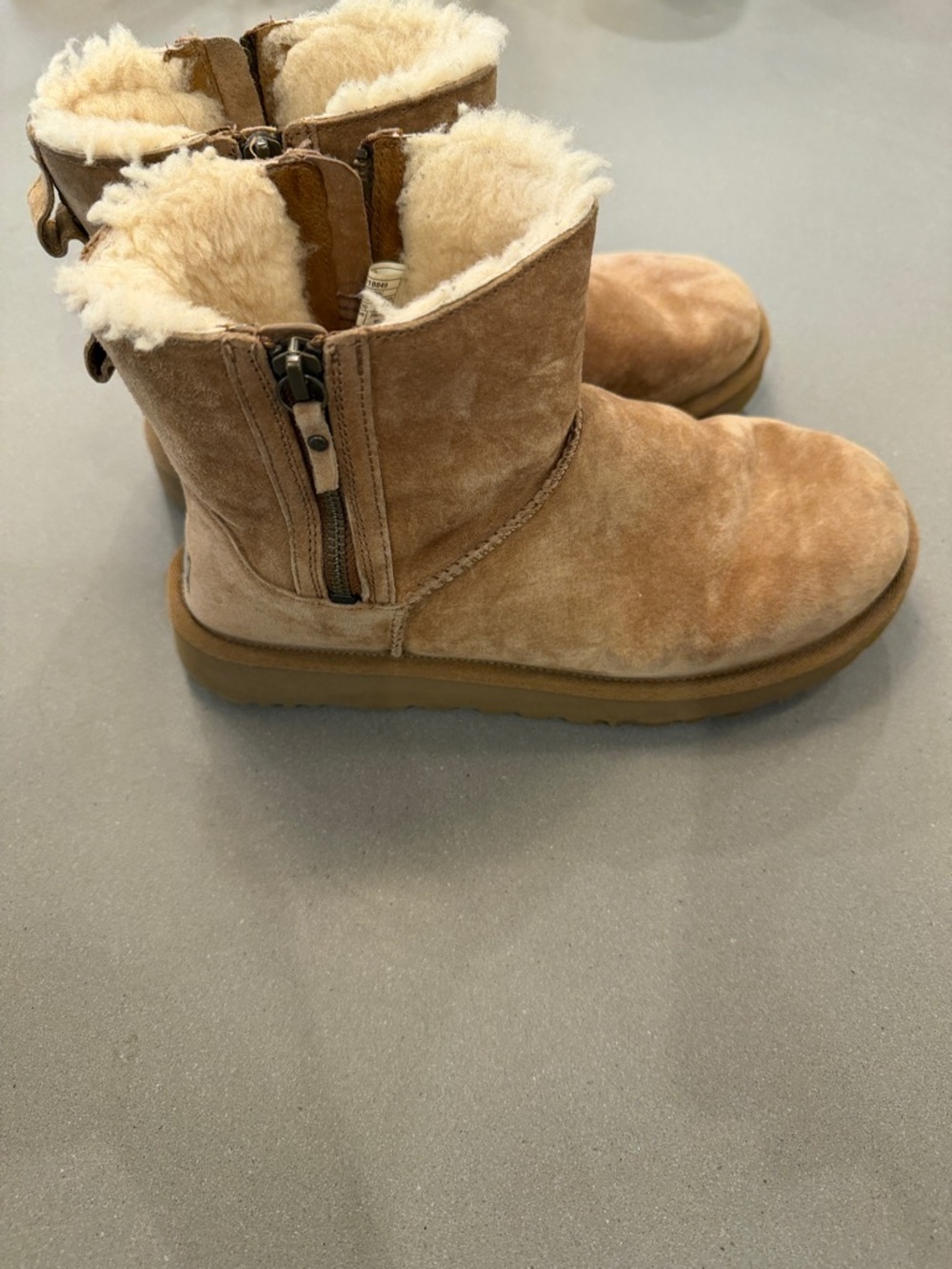 Women's Shearling-Lined Suede Ugg Ankle Boots - Tan